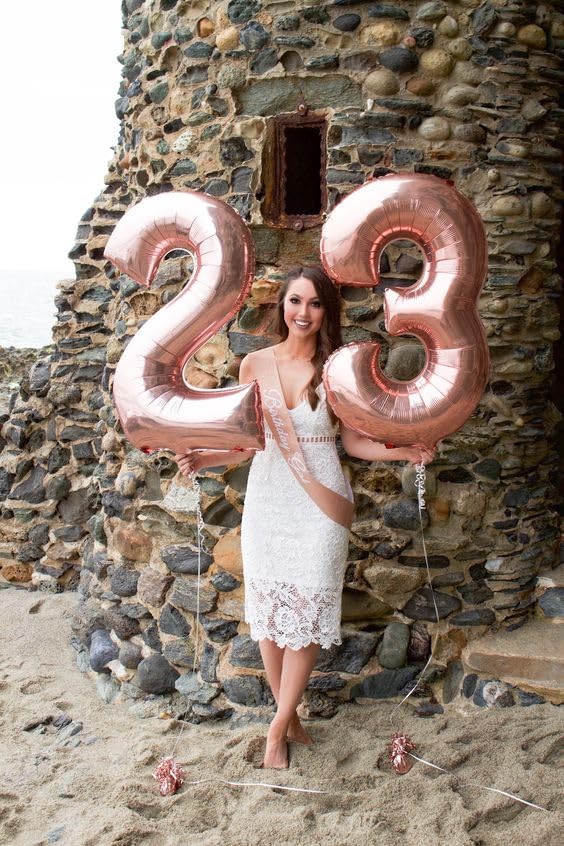 Image of Number Balloons 3 Balloon Rose Gold for 3rd Birthday Decorations, 40 inch | Saturated Color, Large 40 in, With Straw & Hanging Hole, For Back-to-School Season, Wedding, Christmas, New Year, Anniversary