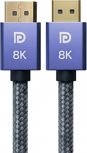 Cabo DisplayPort 1.4 8K Ultra Resistente 1,5M Blindado Trançado, 32.4Gbps, Freesync/Gsync 1080P@240Hz, 2K@165Hz, 4K@144Hz, 8K@60Hz, Conector Ouro 24K, Compatível Projetor, PC, TV, Games