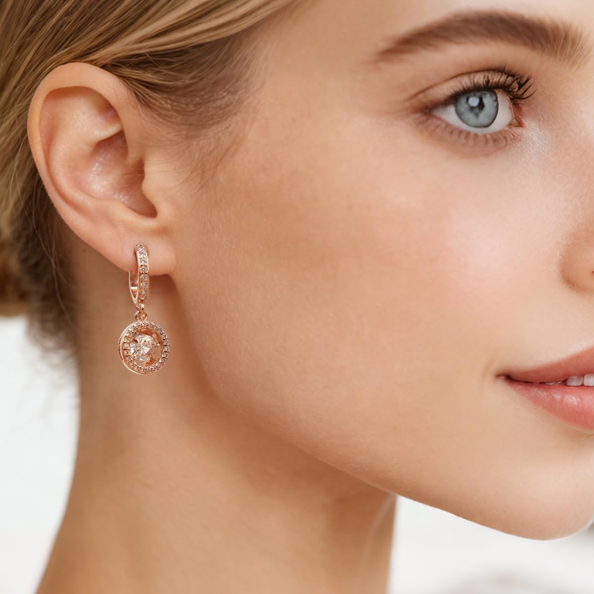 Orecchini con ciondolo in moissanite da 0,8 carati con diamanti in moissanite, creati in laboratorio, placcati in oro rosa 18 carati, orecchini alla moda per regalo di gioielleria.