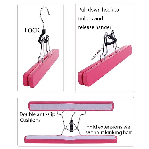 Miniatura 4 de Paquete de 1 bolsa de almacenamiento para extensiones de cabello extra largo con colgador, extensiones de cabello, paquetes de coleta, funda de