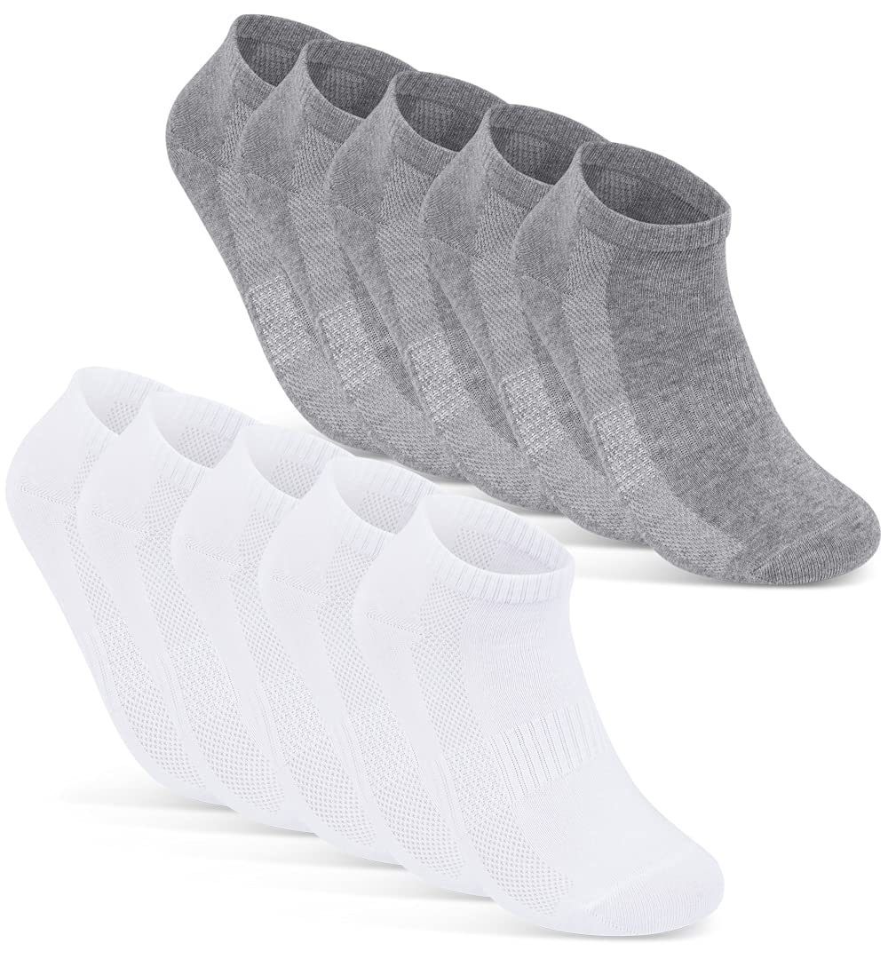 Sneaker Socken Damen 35-38 Baumwolle 10 Paar Damen Sneaker Socken 38 Damen Socken Sneaker Socks Women Sneakersocken Damen Sportsocken 16510 WP (Grau Weiß)