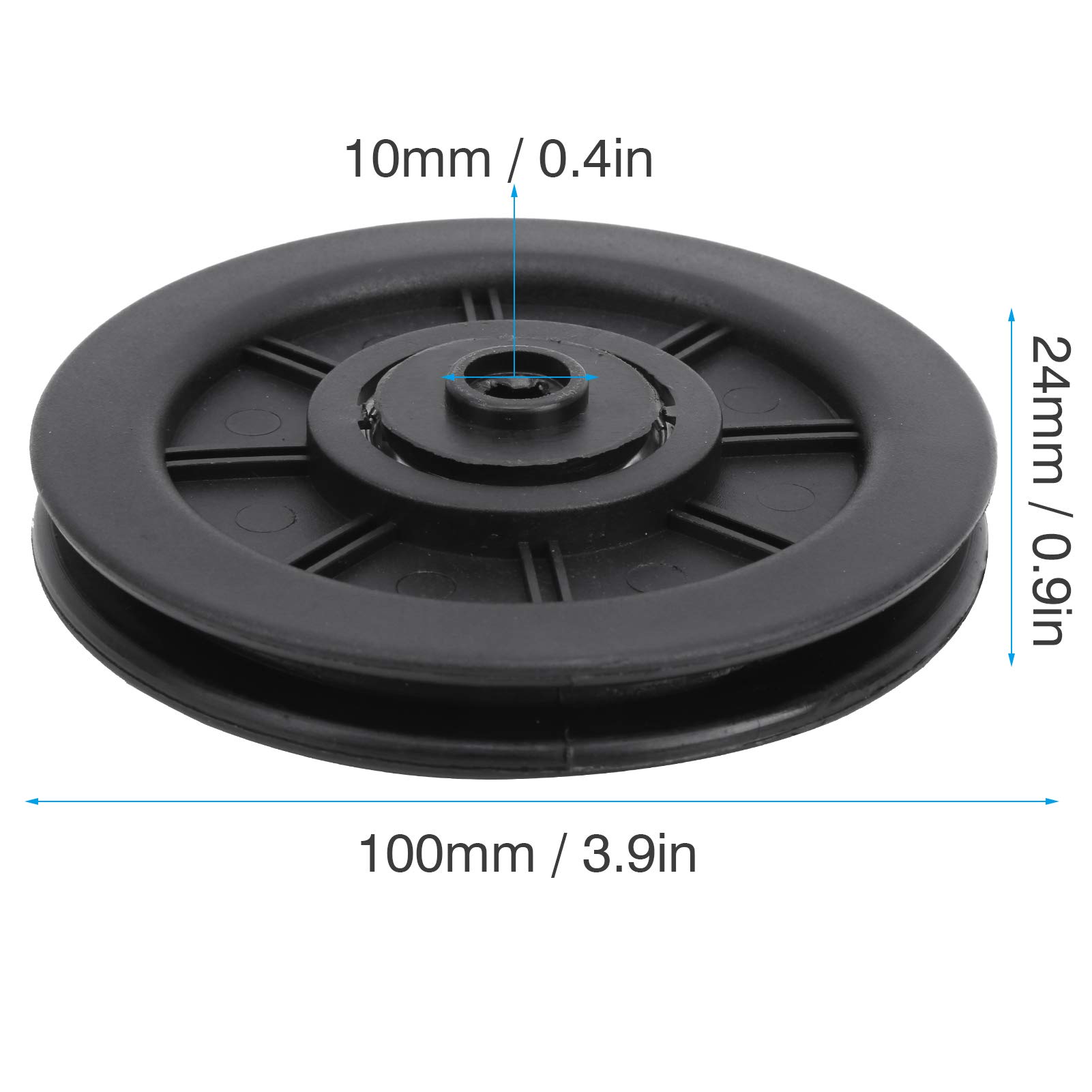 Lot de 10 roues de poulie à roulement en nylon, diamètre extérieur de 100 mm avec alésage intérieur de 10 mm, roue de poulie de roulement de remplacement pour équipement