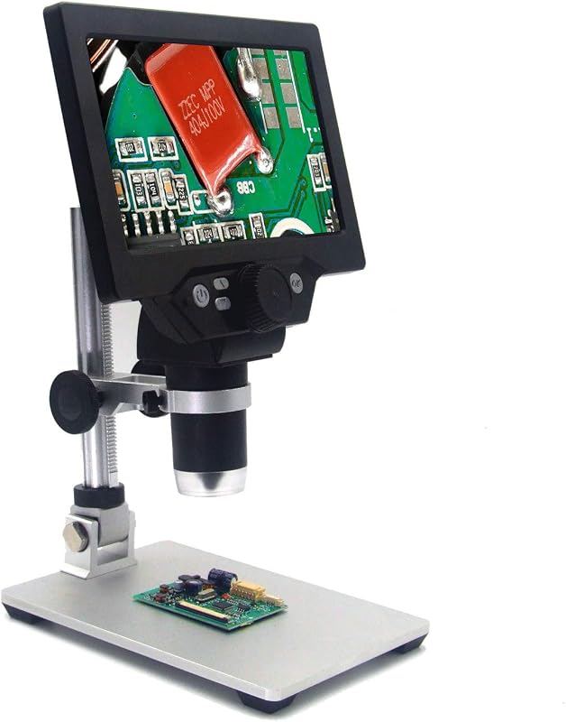Emebay G1200 7" LCD Digitális Mikroszkóp 12MP HD Felbontással, 1-1200× Nagyítással, Újratölthető Akkumulátorral, Fém Tartóval, Forrasztási M