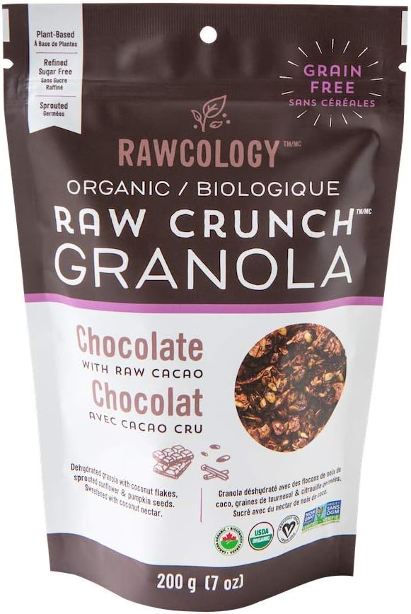 Rawcology Chocolate & Raw Cacao Keto Granola | No Added Sugar | Gluten-Free | Paleo | Raw | Vegan | LCHF | 200g