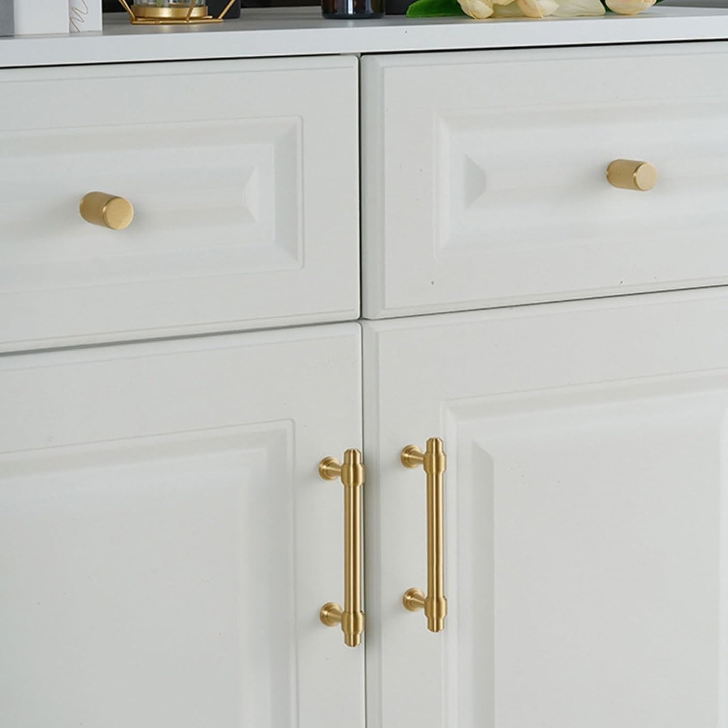 Maniglia Mobile per Armadio Ottone, Gold, Hole Centers：160mm/6.3in