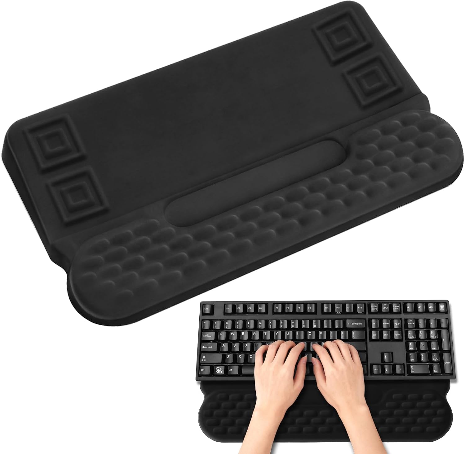 Wrist Rest with Keyboard Stand and Storage Slot, Ergonomic Computer Keyboard Wrist Rest, Soft Memory Foam, Non-Slip Base, Wrist Pad for Keyboard Pad with Wrist Support for Work Study Game