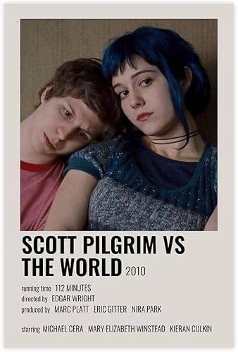 JALYKA Pósteres para la habitación de Scott Pilgrim Vs The World Película Póster Impreso Vintage Lienzo Pinturas Pósteres Arte de Pared para el
