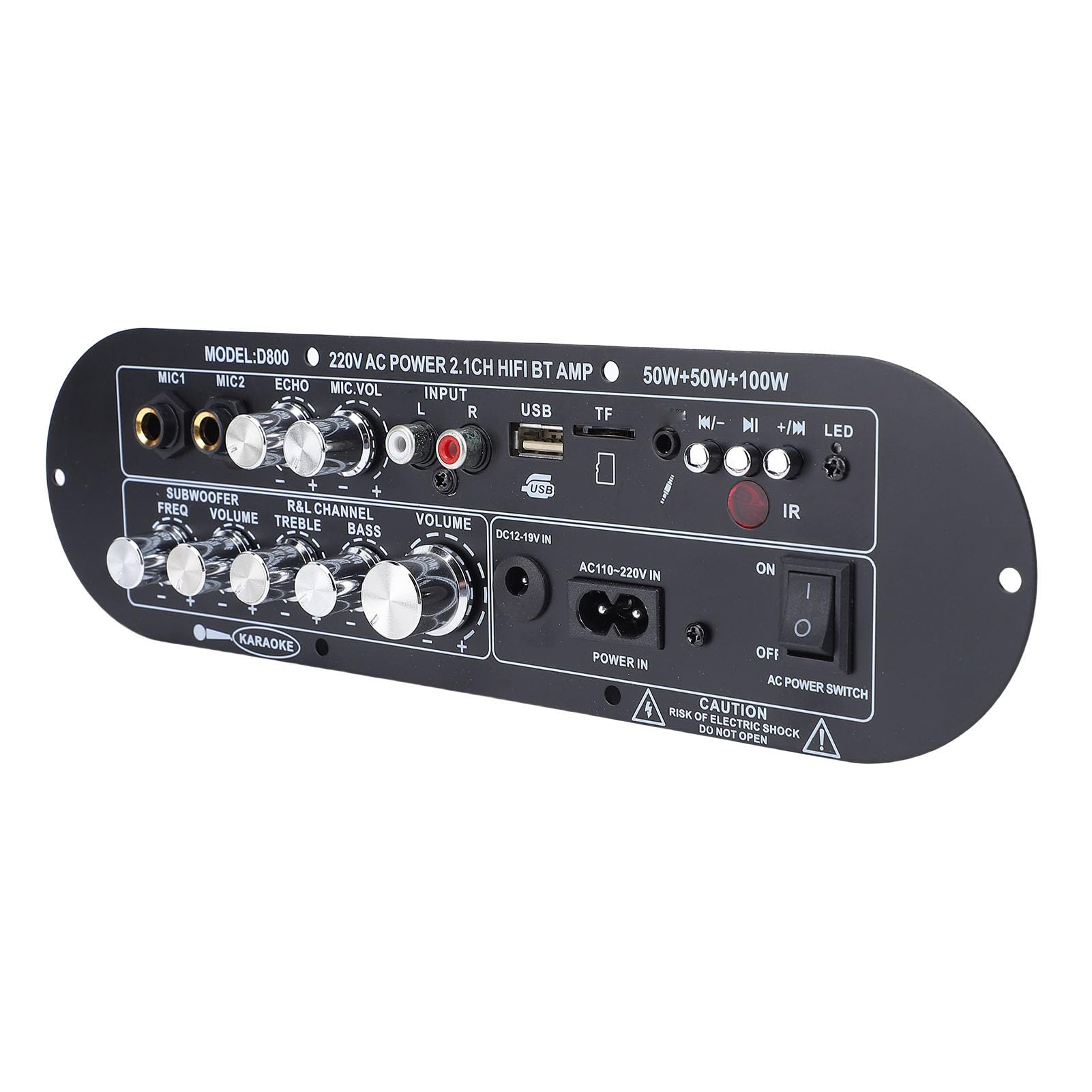 lyrlody Placa Amplificadora de 2.1 Canales Placa Amplificadora Bluetooth Aleación de Aluminio 50W X2 Más Subwoofer de 100W BT 5.0 AUX FM USB para Audio de Escritorio de Karaoke Estéreo Doméstico