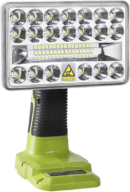 Hipoke 18V Cordless LED Work Light Portable Outdoor Long-Range Flashlight,2000LM Spotlight&Floodlight Lamp Compatible with Ryobi ONE+ 14.4V-18V Lithium-ion Ni-Cd Ni-Mh Battery P107 P108(No Battery)