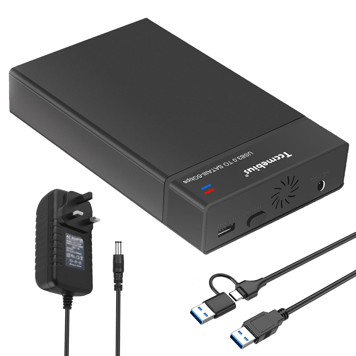 External Hard Drive Enclosure USB 3.0 to SATA Docking Station for 2.5/3.5 Inch SATA I/II/III HDD SSD with USB A/C Cable, Up to 22TB, Support UASP Automatic Sleep Function Tool-free (TCC-S8)