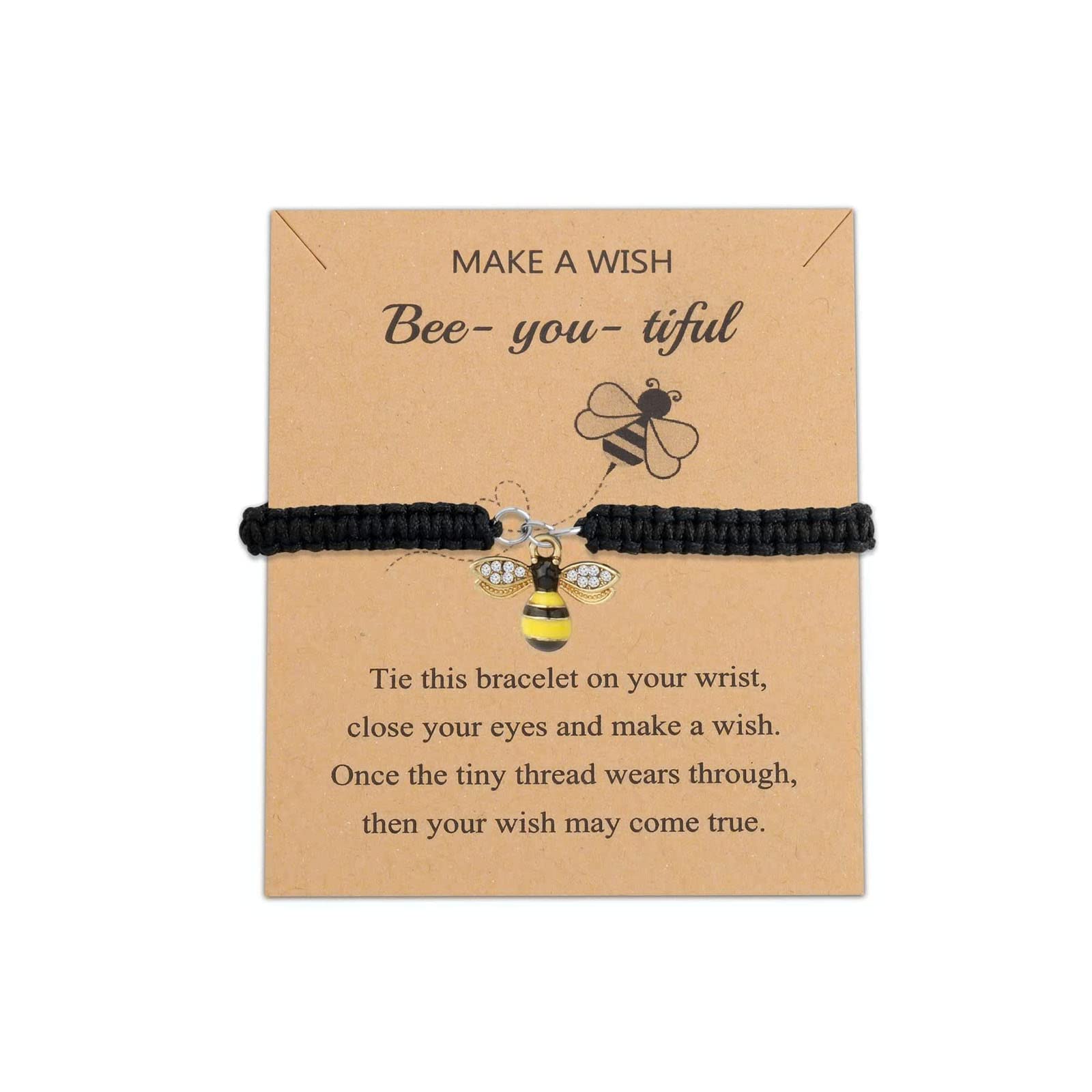 BLEOUK Bee You Tiful Wish Bracelet Positivity Gift Friendship Bracelet Bumble Bee Bracelet Jewelry For Bee Lover