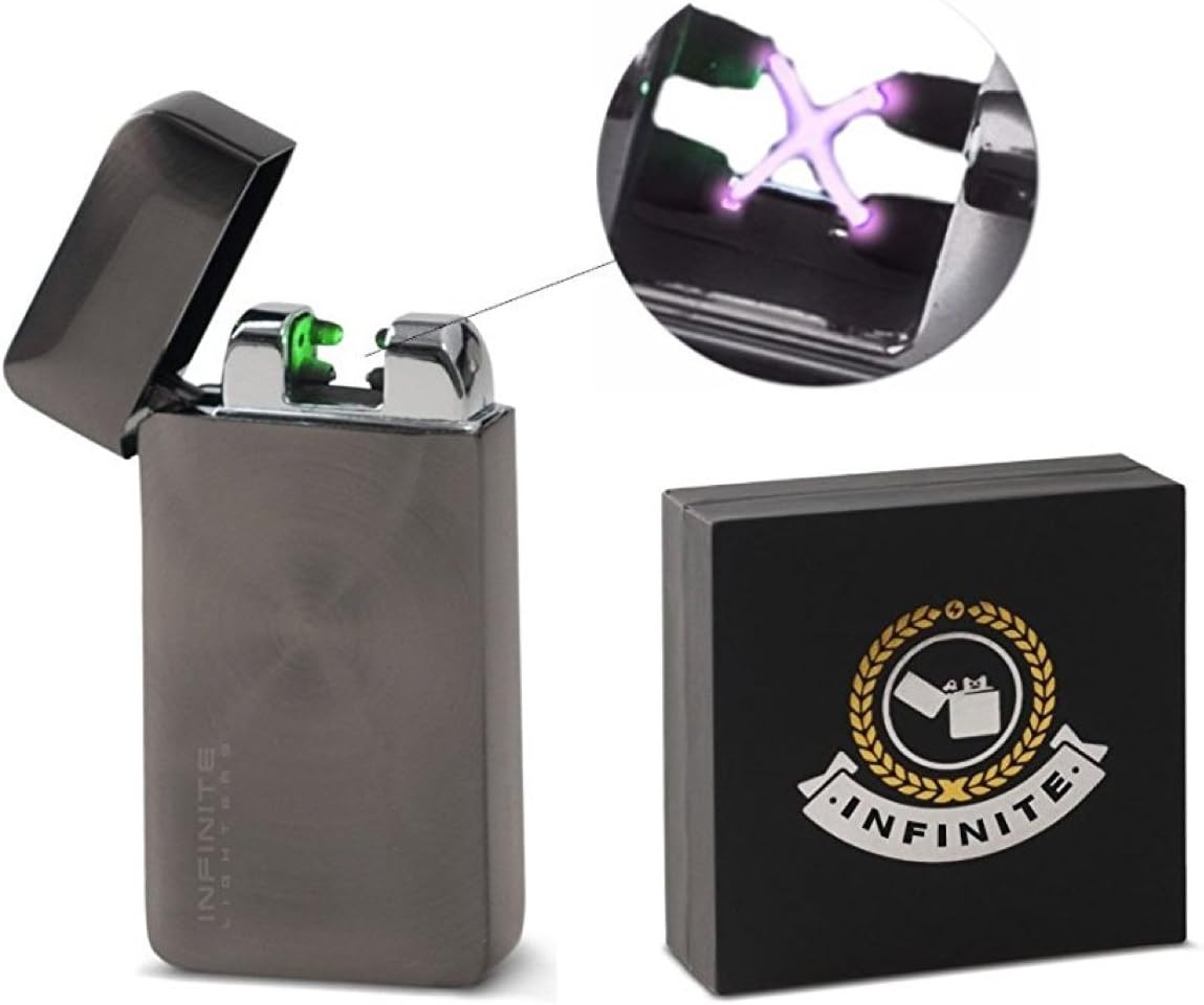 Infinite Lighters Electronic Arc Lighter - Rechargeable Lighter With USB Adapter - Windproof & Flameless Cigarette Lighter With Automatic Sensor - Instant Fire- Luxurious Box Included