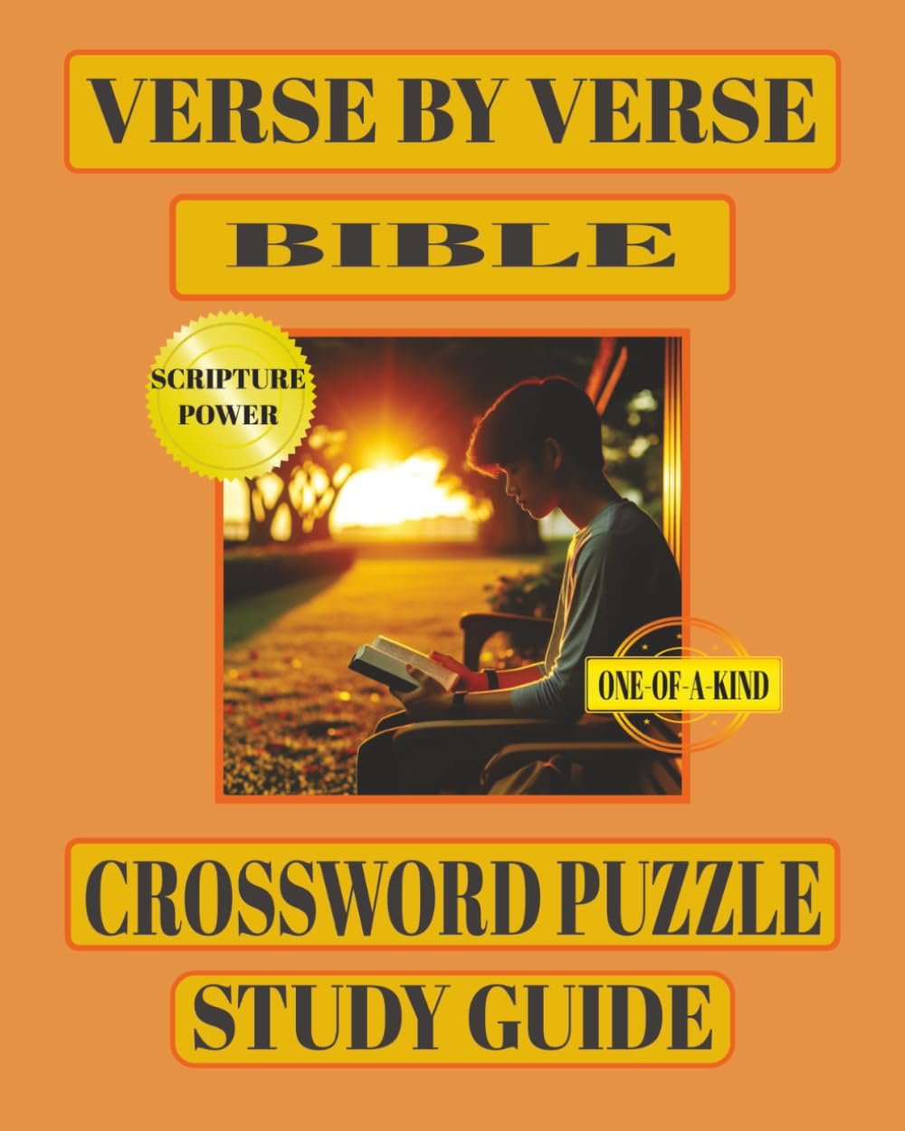 VERSE BY VERSE BIBLE CROSSWORD PUZZLE STUDY GUIDE SCRIPTURE POWER ONE OF A KIND: A Unique Scripture-Based Puzzle Challenge for Faith, Focus, and ... Inches 120 pages with puzzles and solutions.