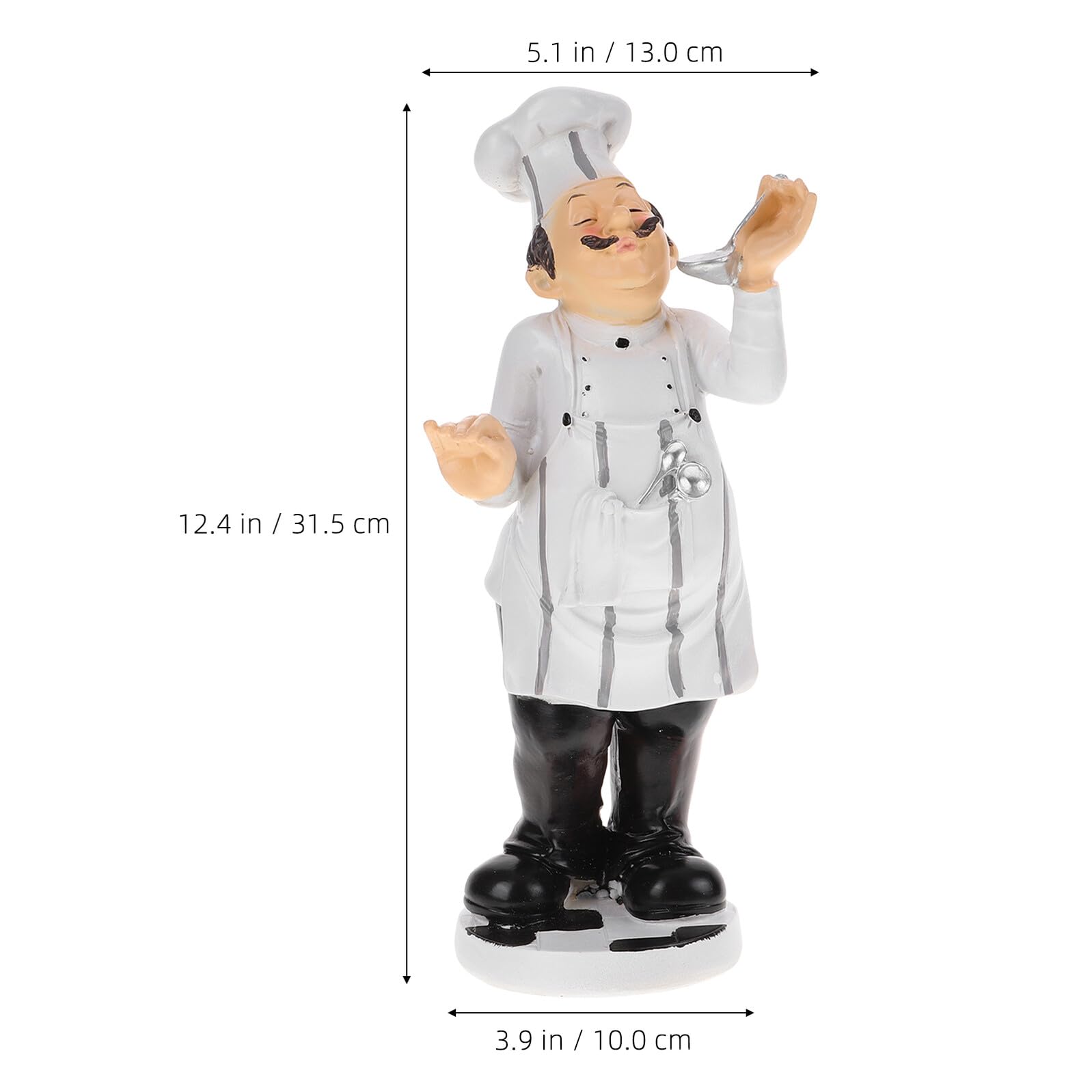 Statuetta Chef in Resina Decorazione Cucina Europea Mini Cuoco per Casa Ristorante e Bistrot Ornamento da Chef Stabile e Divertente per Tavolo