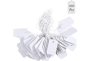 300 Pcs White Price Tags with Hanging Elastic Strings