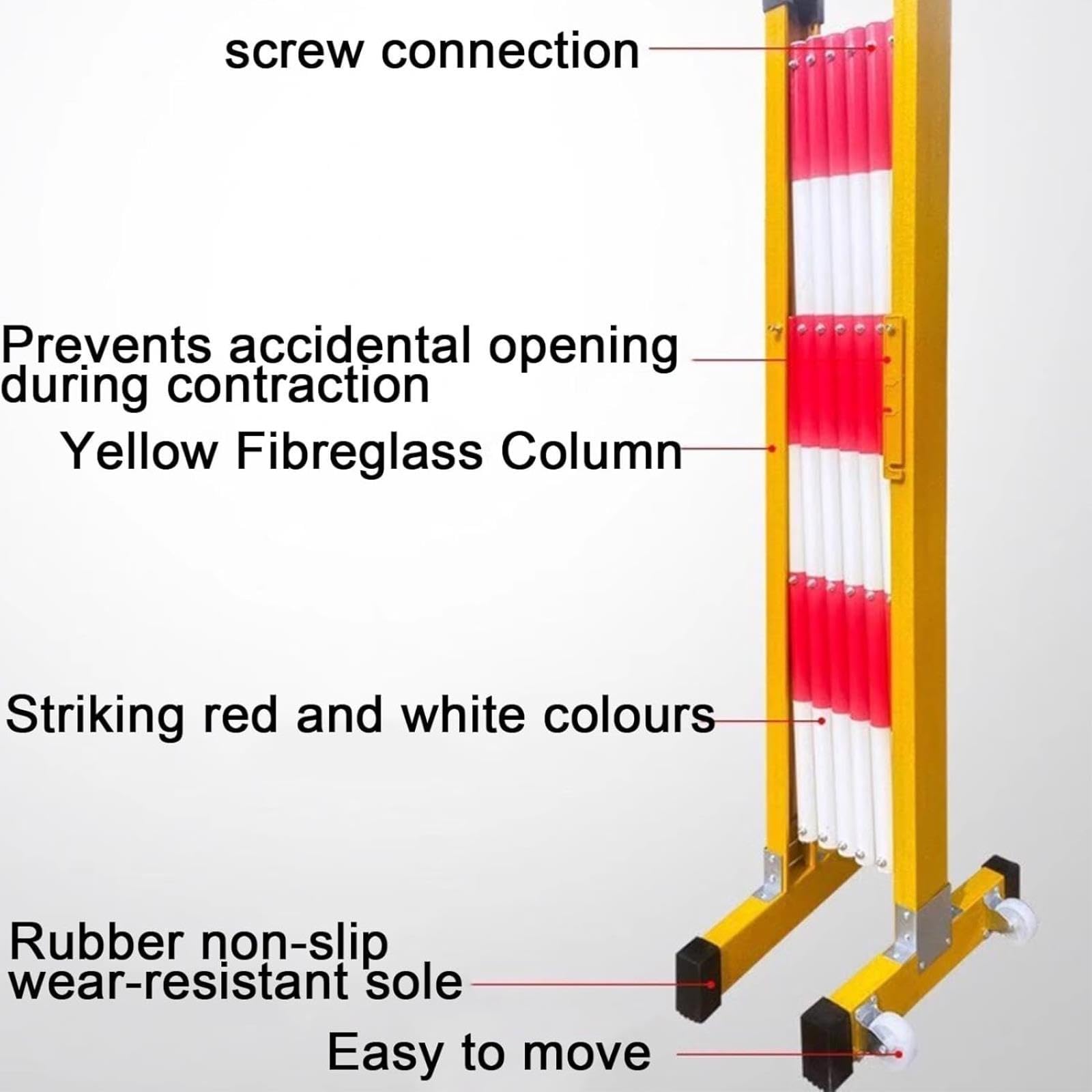 Barrera Retráctil De Metal Expandido, Seguridad Industrial, Fácil Montaje Y Diseño Plegable para Control De Accesos (Rosso 1.2x2.5m)