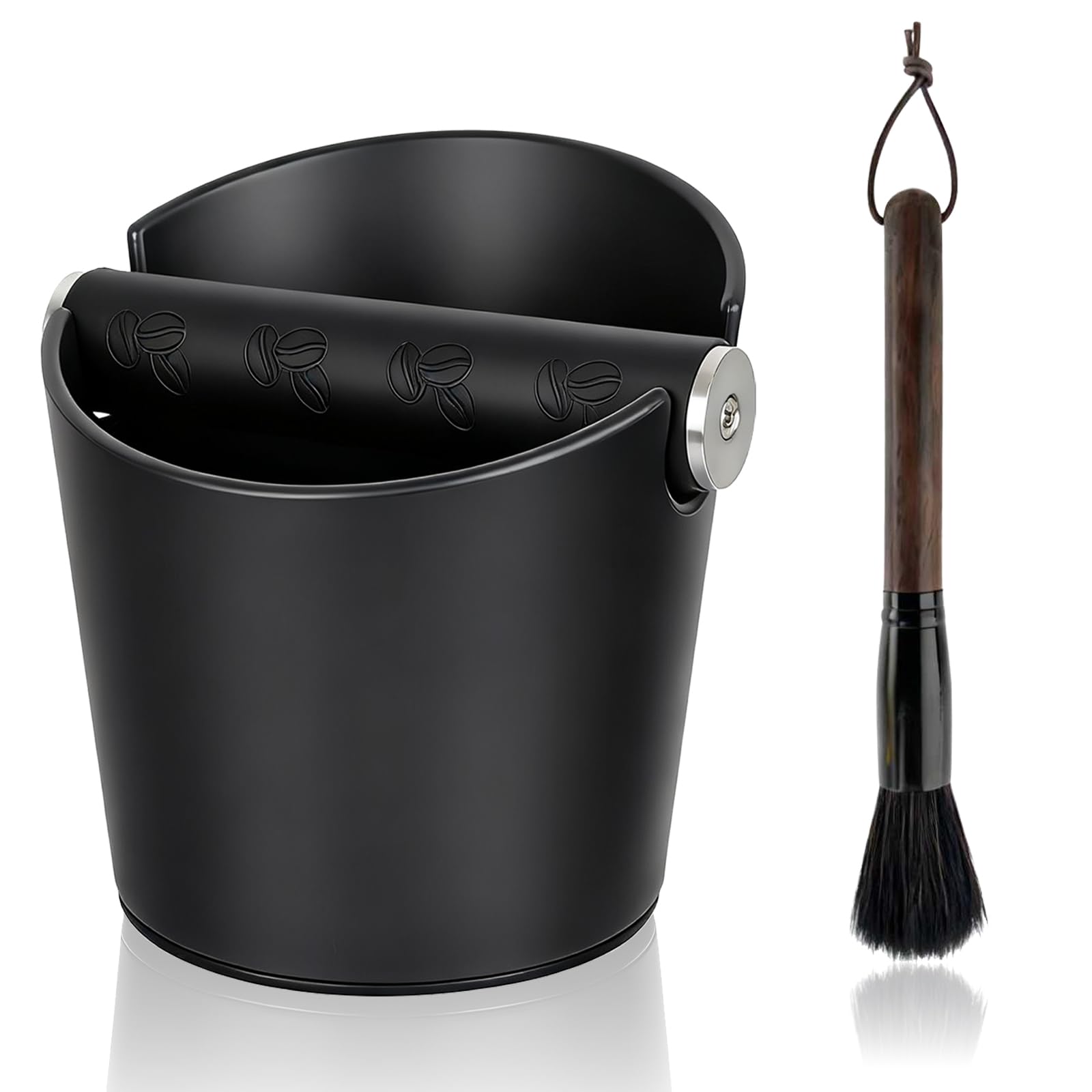 Abklopfbehälter für Siebträger mit Pinsel – Espresso Abklopfbehälter Knock Box Kaffeesatz Behälter mit Abnehmbare Edelstahl Abklopfstange und Rutschfeste Basis for Barista Zubehör, Leicht zu Reinigen