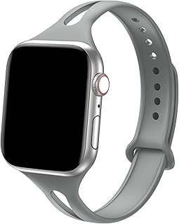 Bandiction Sport Band Compatible with Apple Watch 38mm 40mm, Soft Silicone Sport Strap Replacement Narrow Bands for iWatch Series 4, Series 3, Series 2, Series 1, Sport Edition Women Men (Light Gray) - coolthings.us