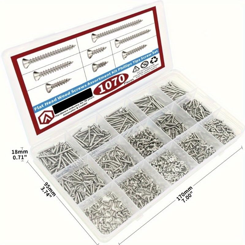 Kit 1070 Tornillos para Madera Cabeza Plana Phillips miniatura 5