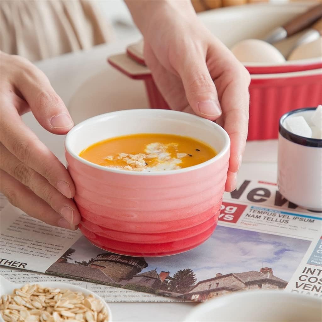 Cutlery Set 6/12-Piece 300ML Porcelain Cake Bake Dishes Souffle Cup Set Brulee Muffin Pudding Ramekins Souffle Baking Dishes Plates (Size : 6-Piece) (12) (6)