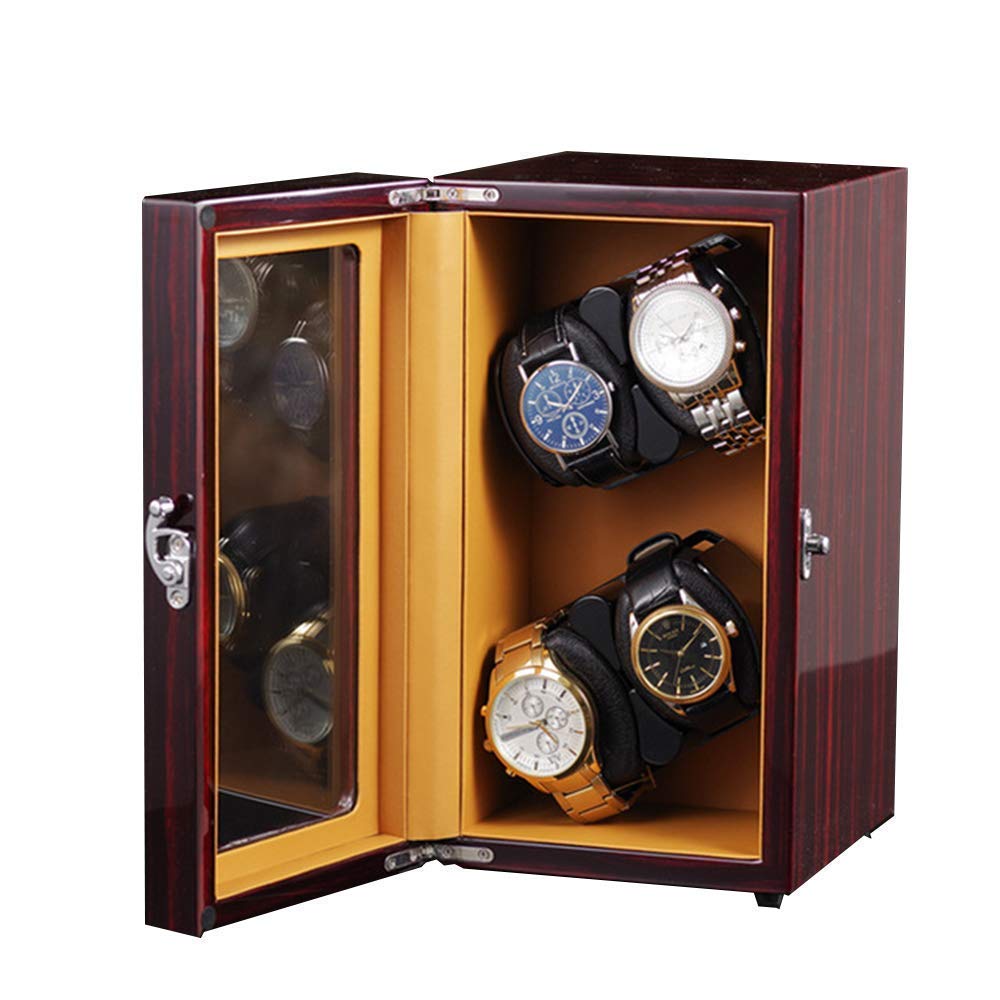 Bobinadora de Reloj, automática de Madera para 4 Relojes, Caja agitadora de Reloj con bobinadora de Reloj giratoria automática