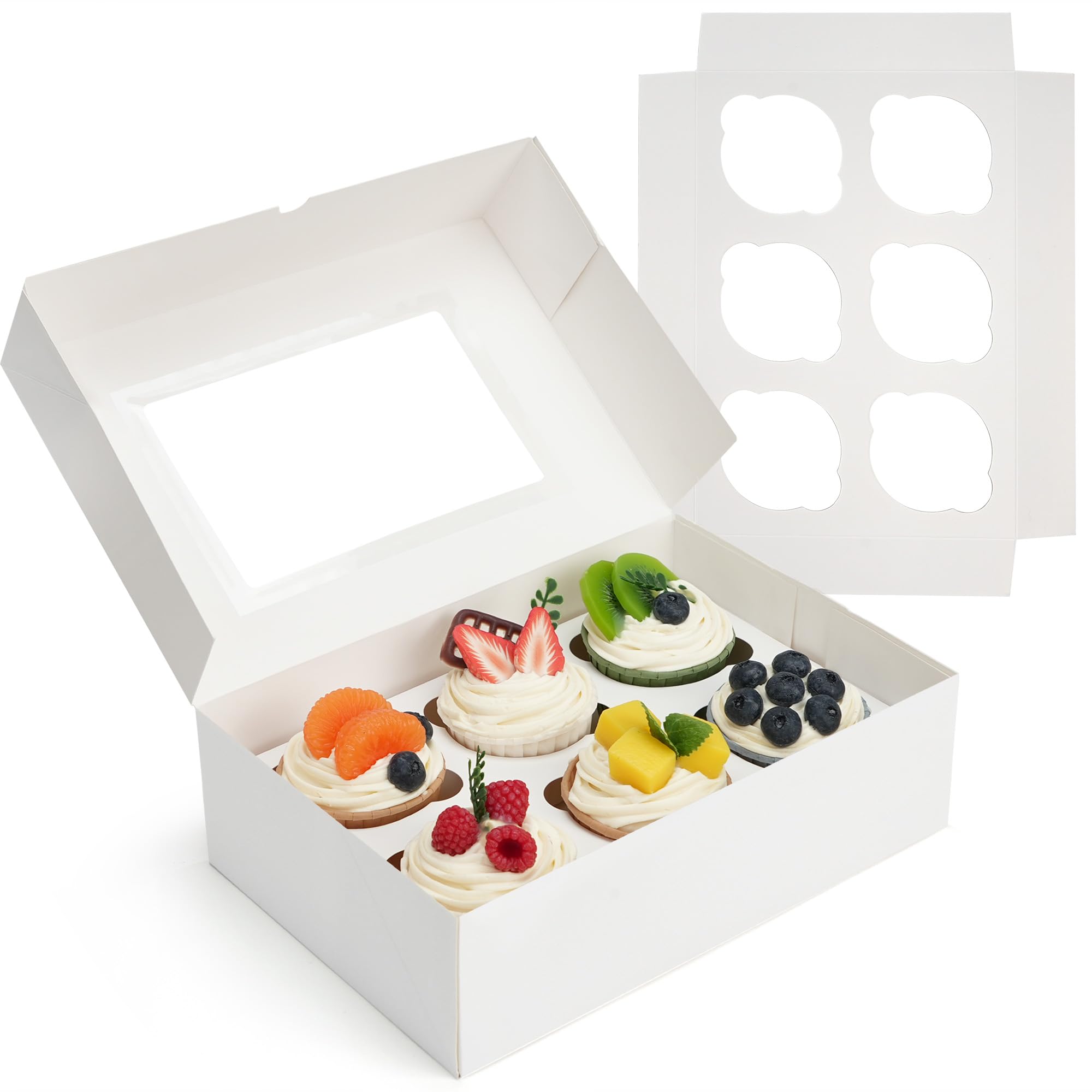 LotFancy Cupcake Boxes - 12 Sets with Window -1