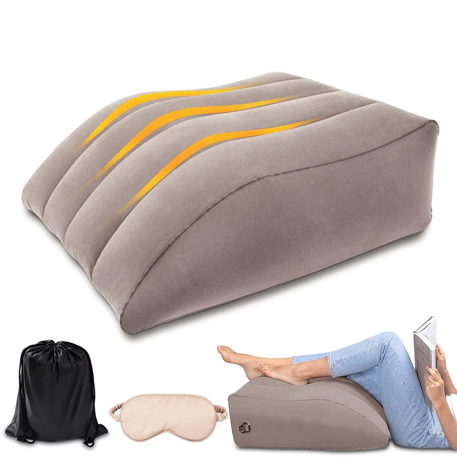 Cuscino per gambe sollevate gonfiabile, Cuscino per gambe con mascherina per dormire e borsa, ergonomico per alleviare le gambe, migliorare la circolazione, sonno, gravidanza e recupero