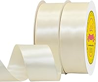 Vista 127 de Cinta de satén plateada de doble cara de 1-1/2 pulgadas x 50 yardas, cinta plateada de poliéster para envolver regalos, muy adecuada para bodas