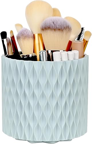 WAFJAMF Soporte para brochas de maquillaje, 360 unidades, giratorios, para tocador, escritorio, baño, encimera, contenedor de 5 ranuras para brochas