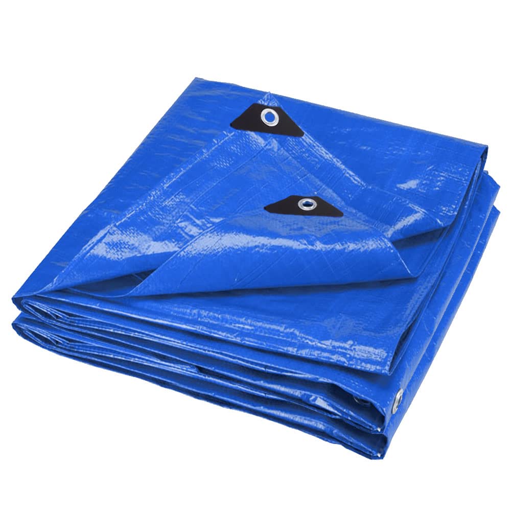 ANSIO Tarpaulin 4m x 5m Water-resistant Tarp Large Camping Cover Sheet – Multipurpose Groundsheet with UV Protection, Weatherproof & Frost-Resistant – Reinforced Eyelets - Blue — image 1