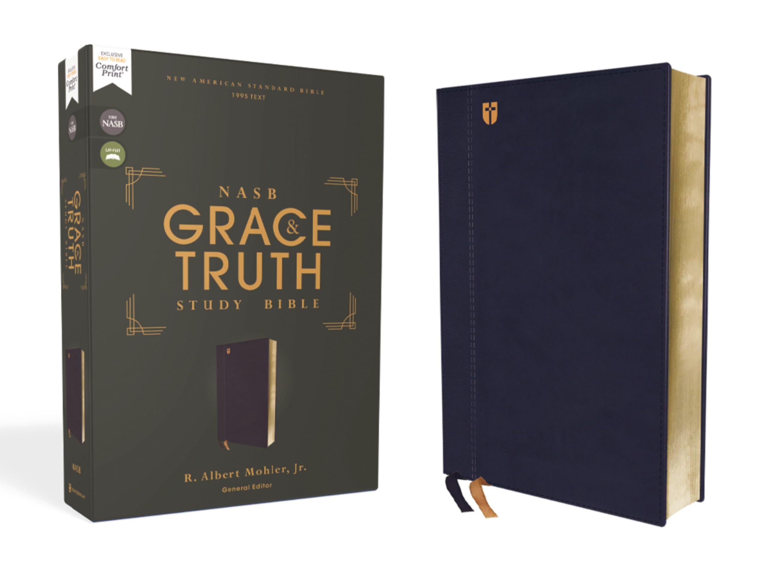 NASB, The Grace and Truth Study Bible, Leathersoft, Navy, Red Letter, 1995 Text, Comfort Print: New American Standard Bible, Navy, Red Letter, 1995 Text, Comfort Print