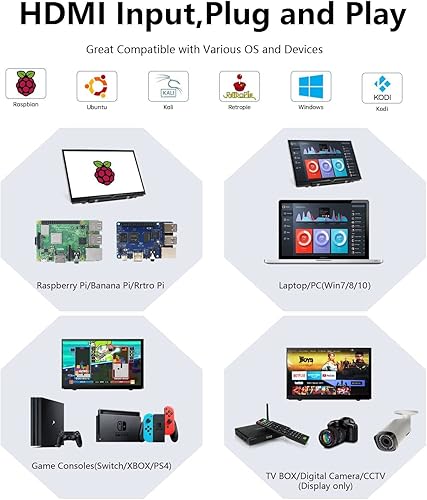 Miniatura 5 de Pantalla Raspberry Pi de 7 pulgadas, monitor HDMI de 800 x 480, pantalla LCD, mini monitor pequeño para Raspberry Pi 432ZeroBB+ Win111087 (no