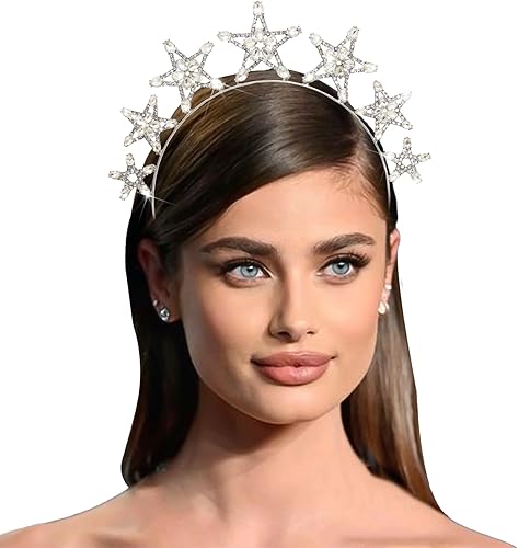 Corona de corona de estrella de cristal plateado, tiaras de diosa con diamantes de imitación, accesorios para el cabello, coronas de ángel