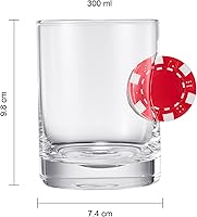 Vista 5 de Poker Chip - Vasos de whisky y vino Individuales Up The Ante Stuck In The Glass Poker Chip - Cristalería de cóctel, regalo para jugador