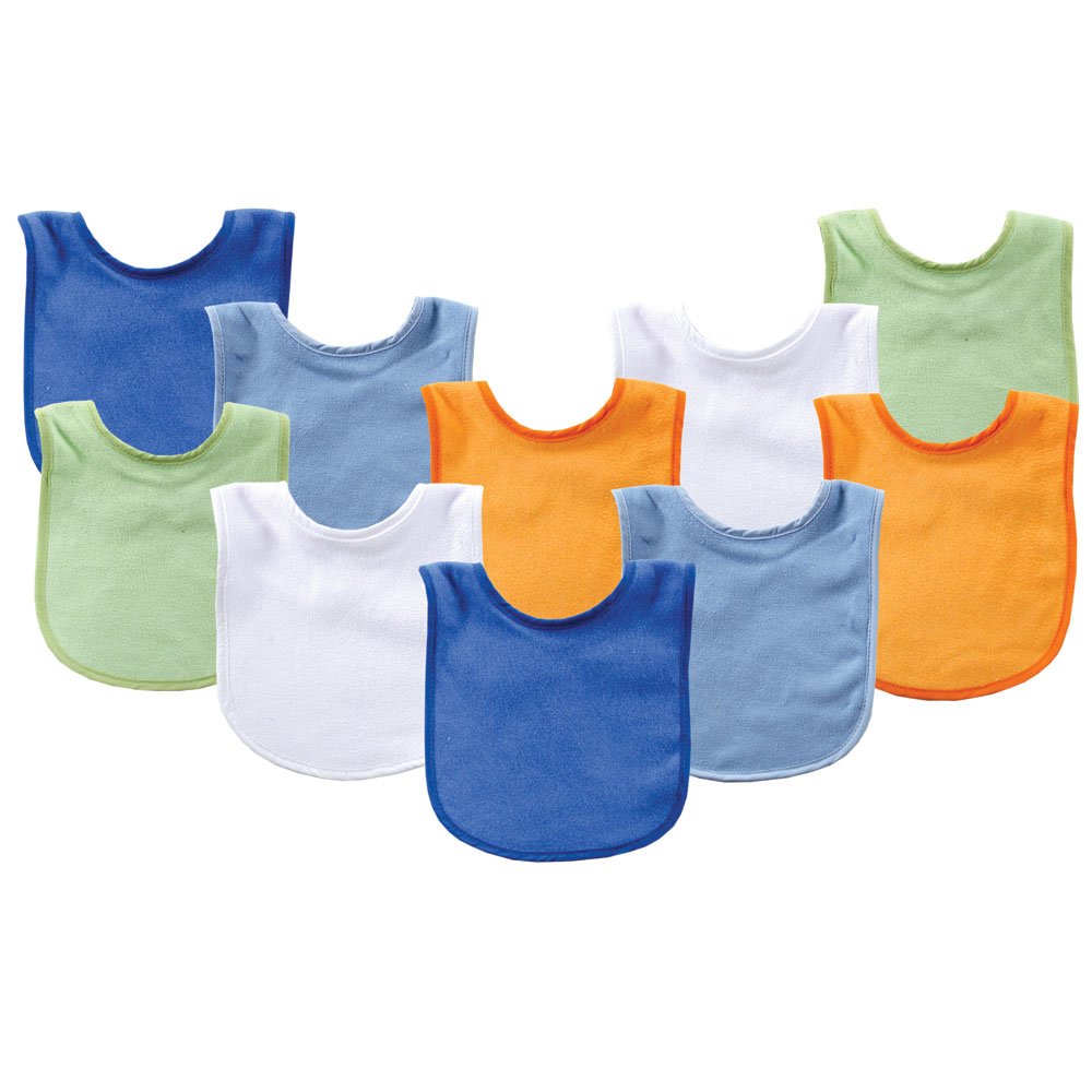 Luvable FriendsUnisex Baby Cotton Terry Bibs, Blue Orange, One Size
