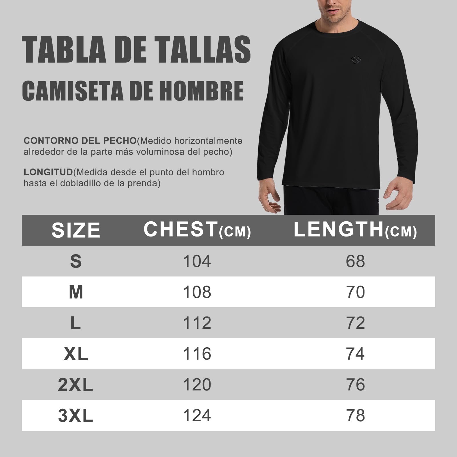Camisetas Deporte Hombre Secado Rápido Respirable Camisetas Manga Larga Camiseta Funcional Ligera de Shirt UV Protección Top Cuello Redondo Holgado Shirts Aplicable Correr Fitness Entrenamiento