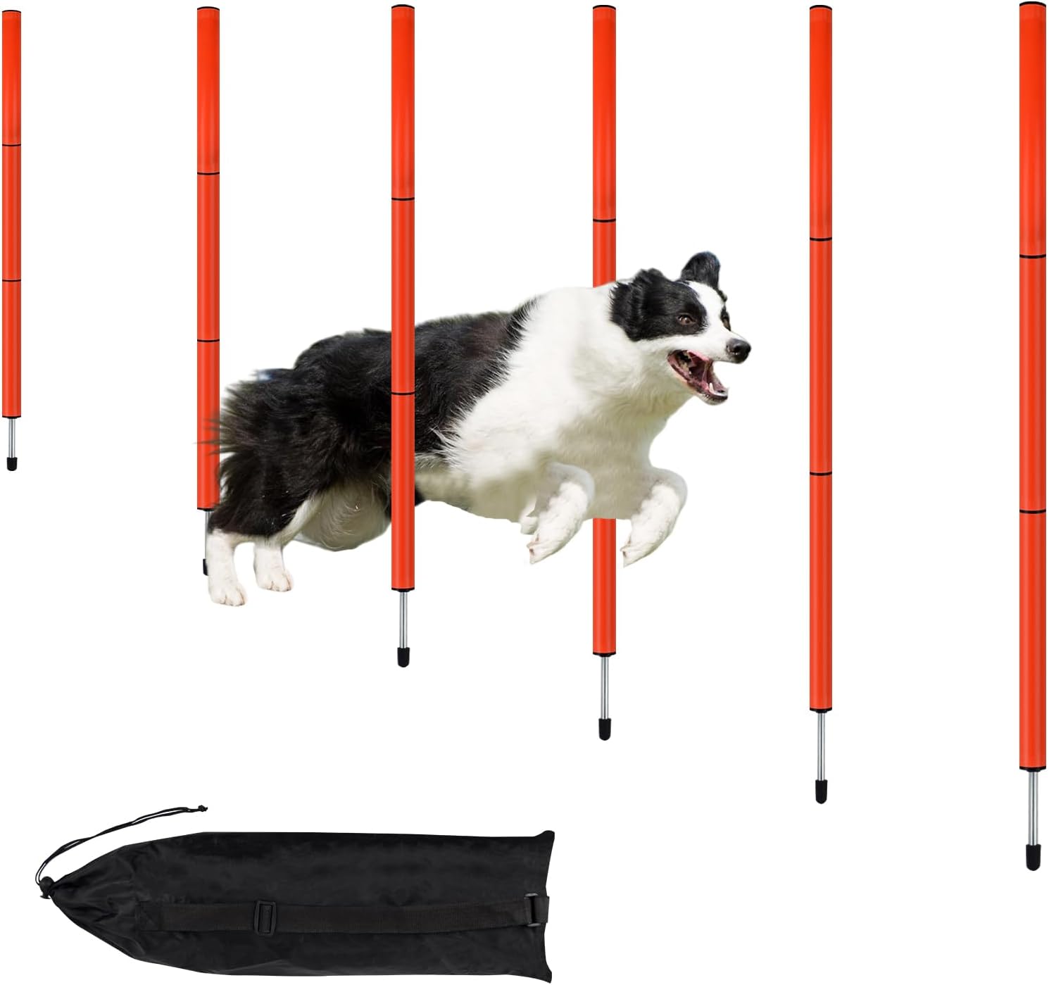 Dog Whistle PawHut 4 Pieces Dog Agility Training Equipment, Dog Obstacle Course Starter Kit Pet Outdoor Games With Weave Poles Adjustable Hurdle Jumping Ring Pause Box Whistle Toy Balls For Backyard Orange