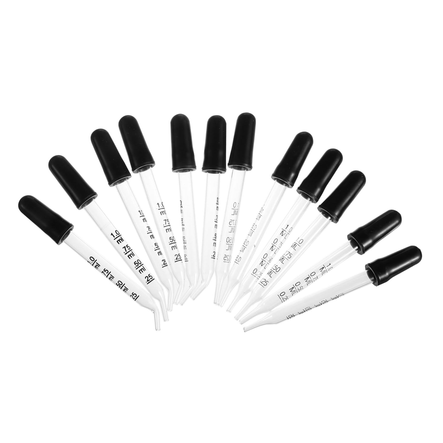 Zerodeko 12pcs Calibrated Glass Droppers Straight-tip Bent-tip Laboratory Droppers for Accurate Measurement and Easy Liquid Dispensing