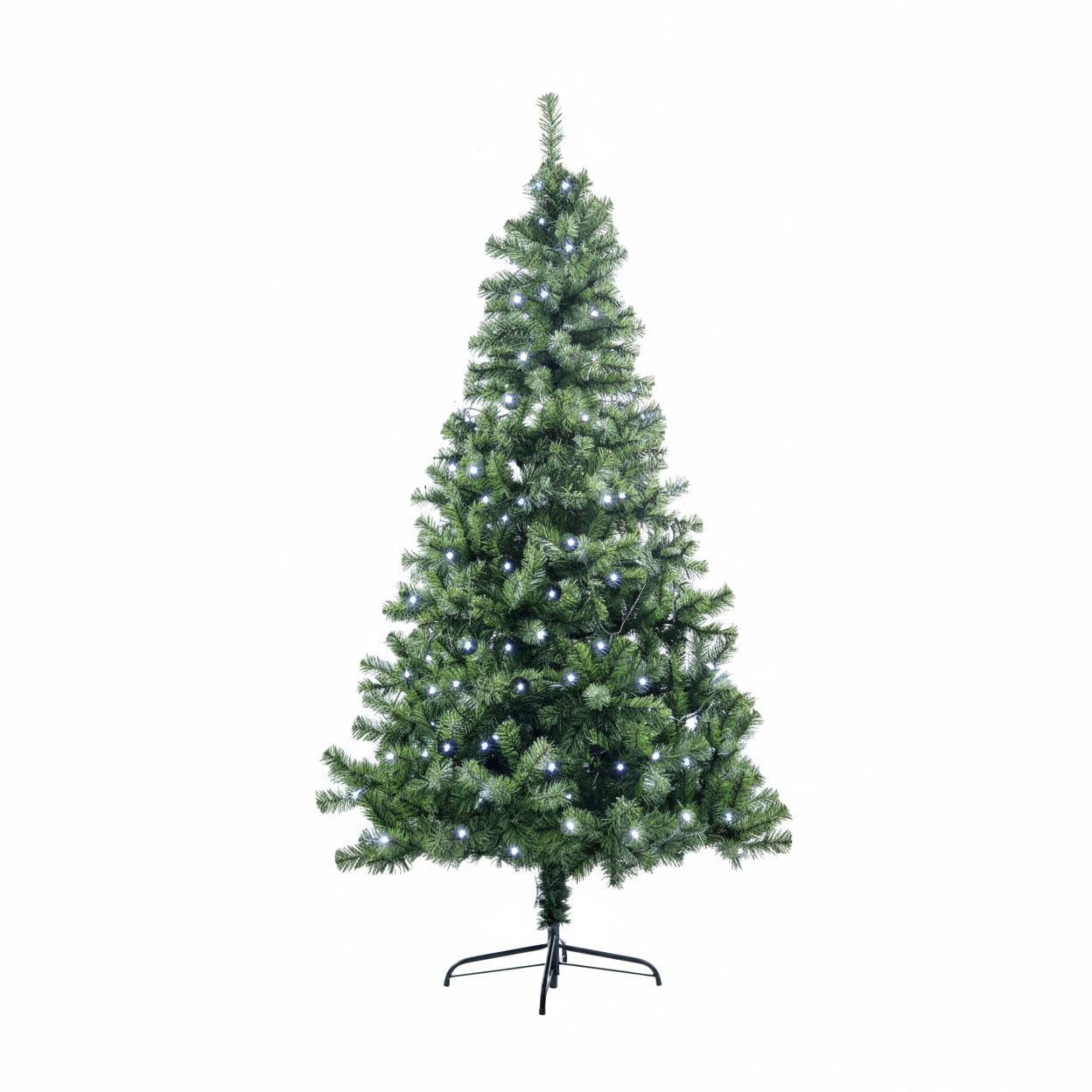 10ft/3m Pre-Lit Artificial Christmas Tree Alaskan Pine Green 1800 Tips - 420 Cool White LEDs Metal Stand Xmas Home Decorations
