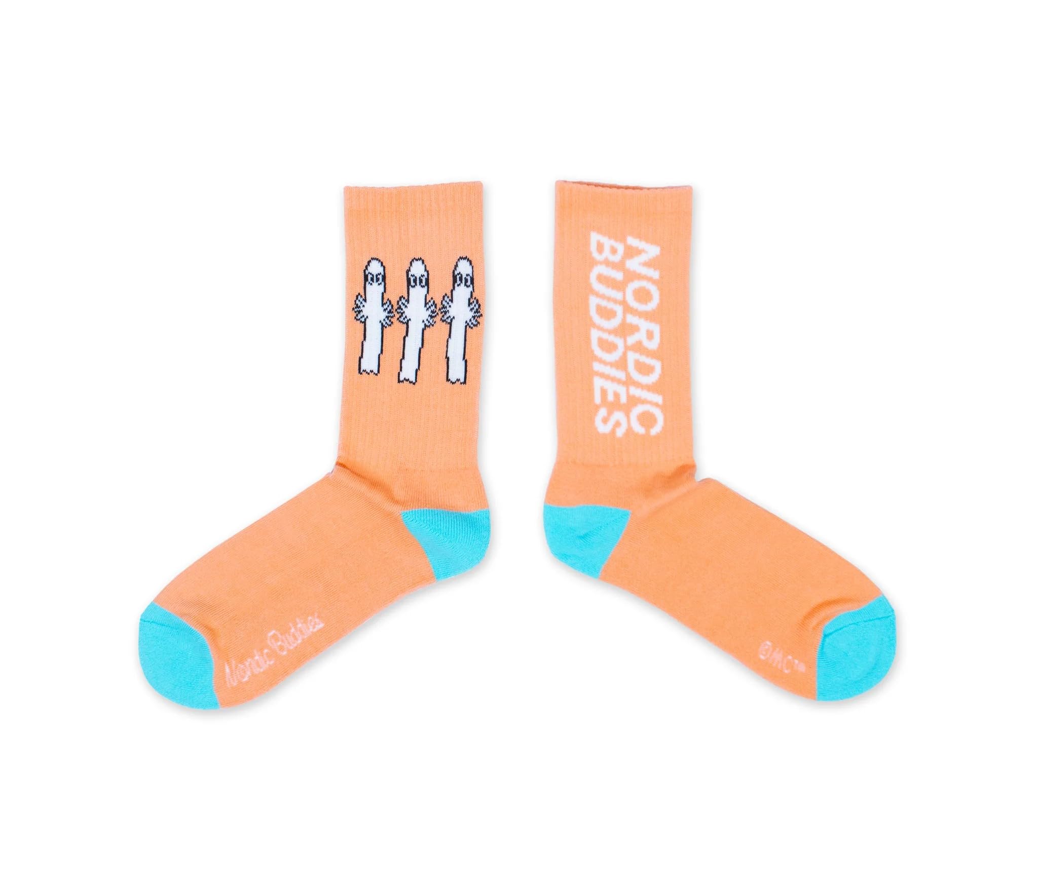 Nordicbuddies Men's Orange Hattifatteners Retro Moomin Socks - Peach - Size Eu40-45, Uk6.5-10