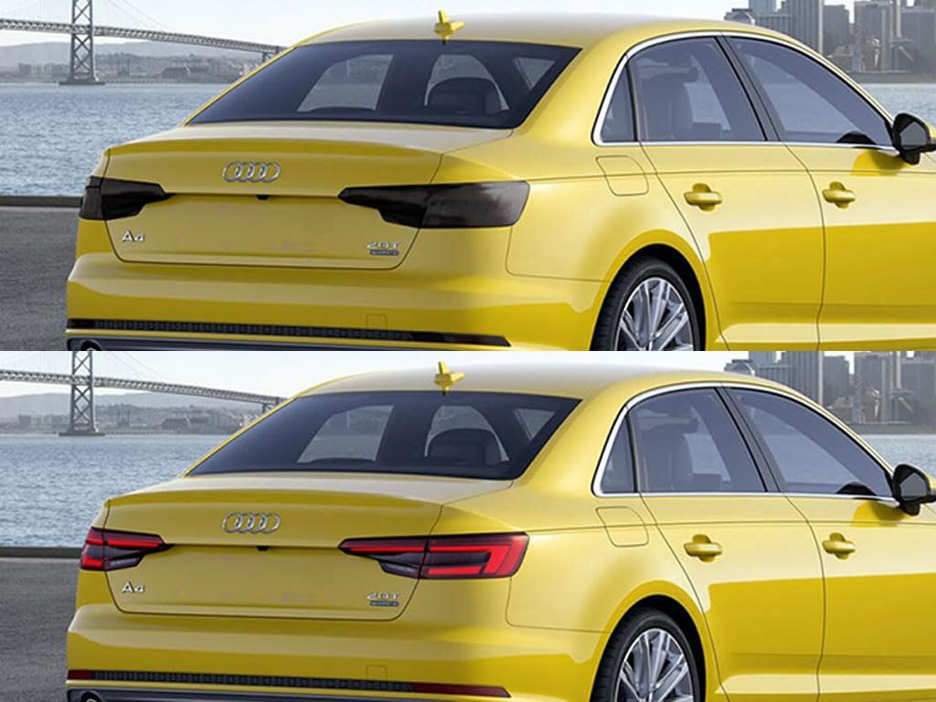 Rvinyl Tail Light Tint Covers Compatible with Audi A4 2013-2016 (Sedan) - Blackout Smoke