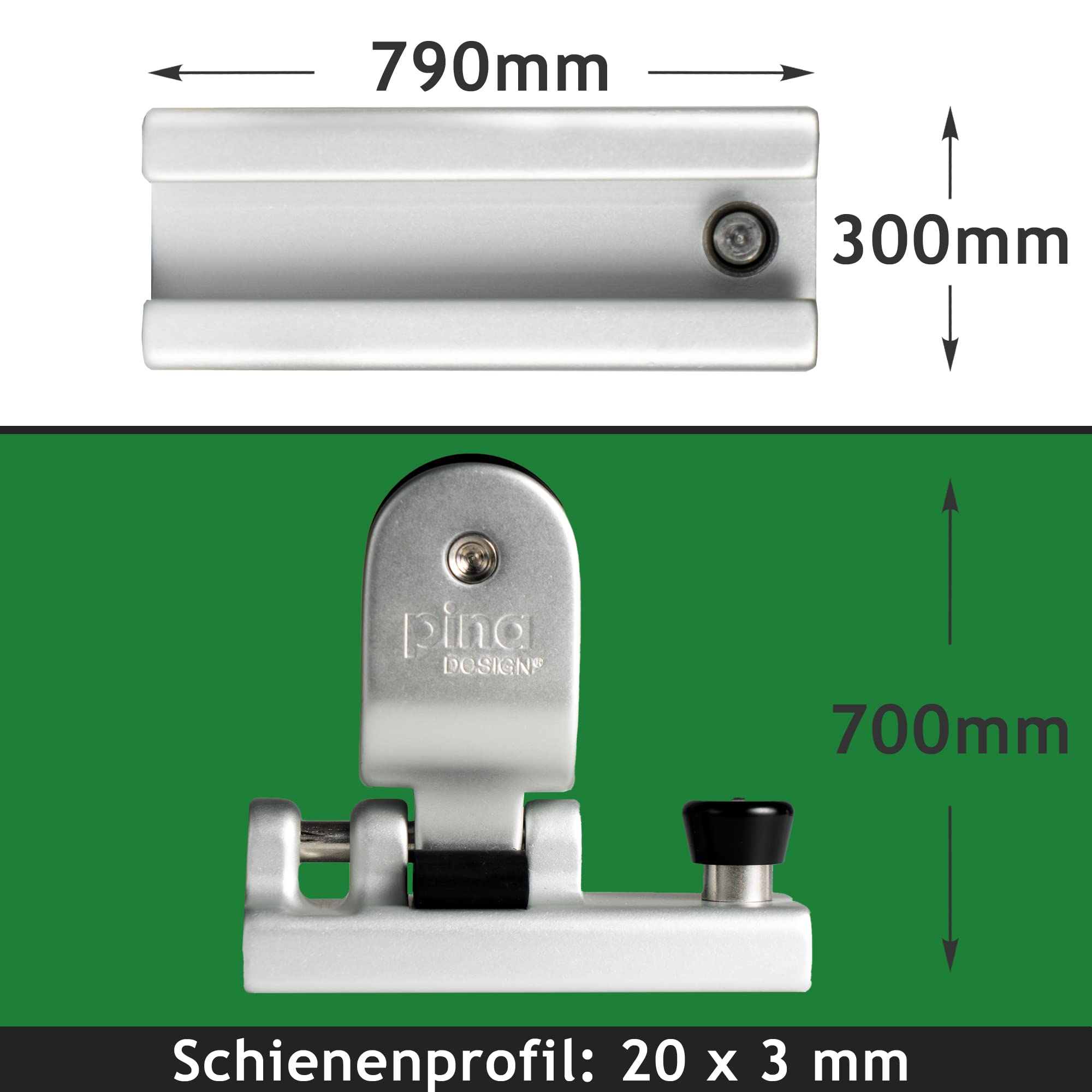 Gleitschlitten (Genua) mit Doppelrolle für Sonnensegel & 4-Fach-Flaschenzug