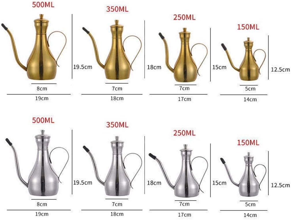 Olive Oil Can, Stainless Oil Dispenser Bottle, Condiment Pot Container Bottles Storage-Kitchen Tools Accessories, Soy Sauce Pot Home Use-Gold||500ml