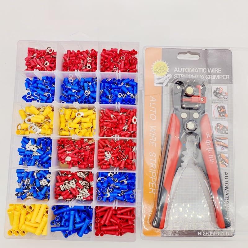 1200 PCS Boxed,Insulated Crimp Terminal Kit,U/O Male Female Splicing Termination,Electrical Connector,Cable Termination Pliers - (Color: 1PCS HS - 30J)