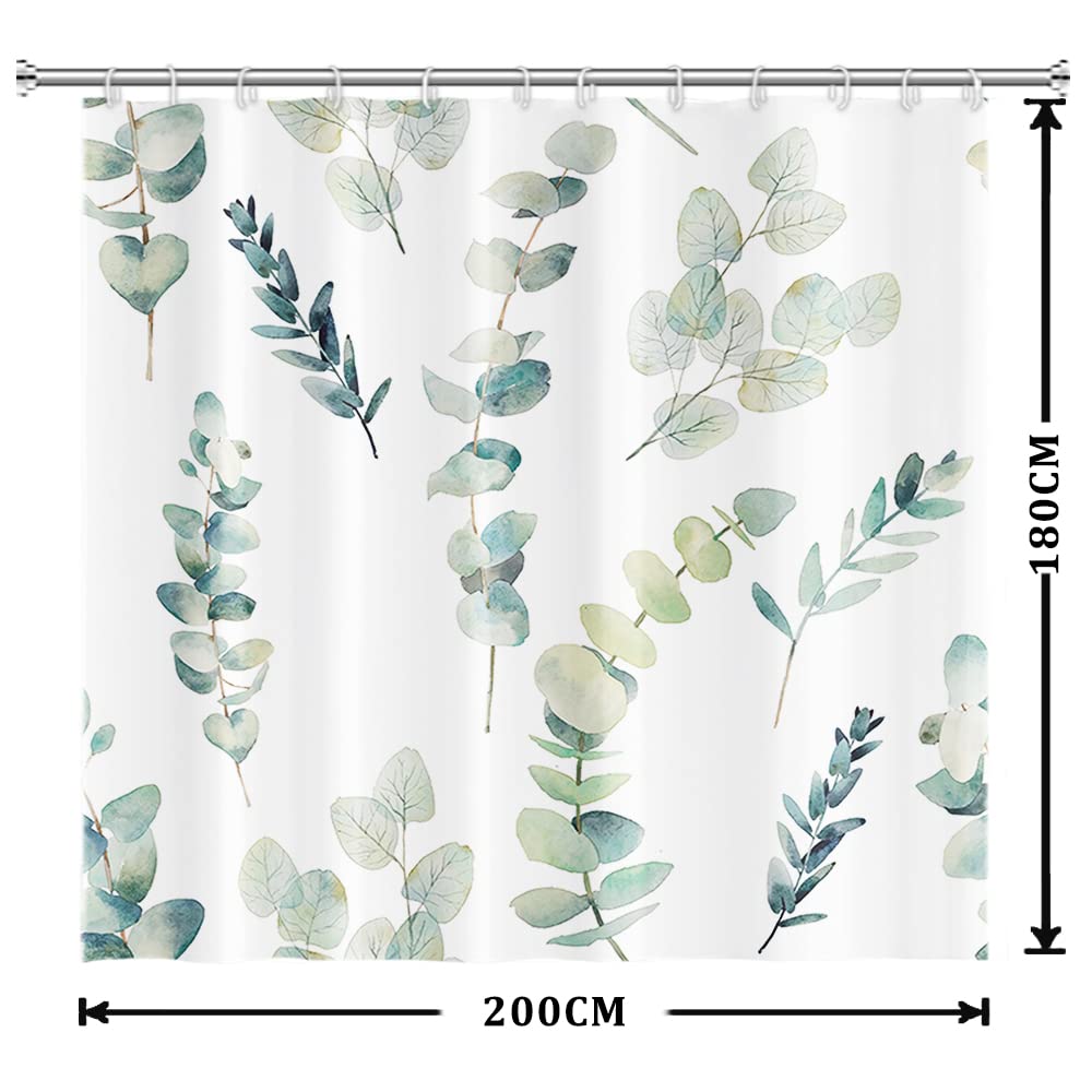 Uiiooazy Cortina de Ducha de Hoja Eucalipto, Cortinas de Ducha Verde Oro Abstracto Planta Cortinas de Baño Antimoho Impermeable Lavable Tejido de Poliéster Cortina Ducha con Ganchos 90x180cm — view 41