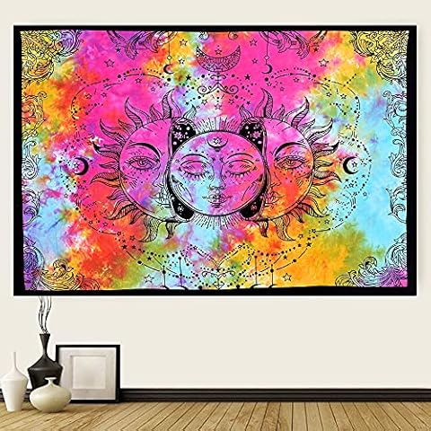 ANJANIYA Sun Moon Star Black Tapestry (Multi, Poster (30X40 inches)) Cover