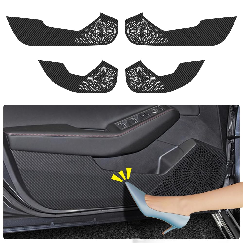 LUNQIN Car Door Anti Kick Pad for Honda Accord 2023 2024 2025 Hybrid Accessories Carbon Fiber Style Leather Sticker Door Sill Protector Cover Edge Guard Side Mat Interior Decoration Dirty Stickers