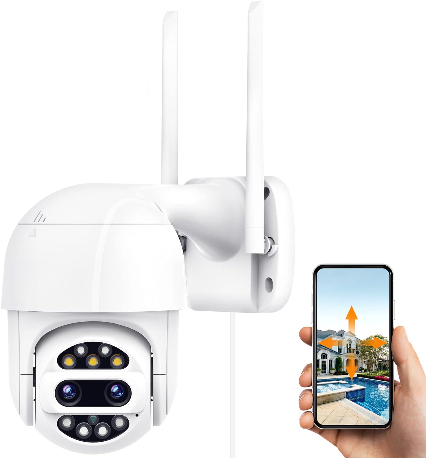 1080P Outdoor Security Camera with 4x Optical Zoom, 360°view PTZ Dome Camera with Color Night Vision, Automatic Tracking, Motion Detection, Two-way Audio 24/7 Recording WiFi Home Security IP Camera