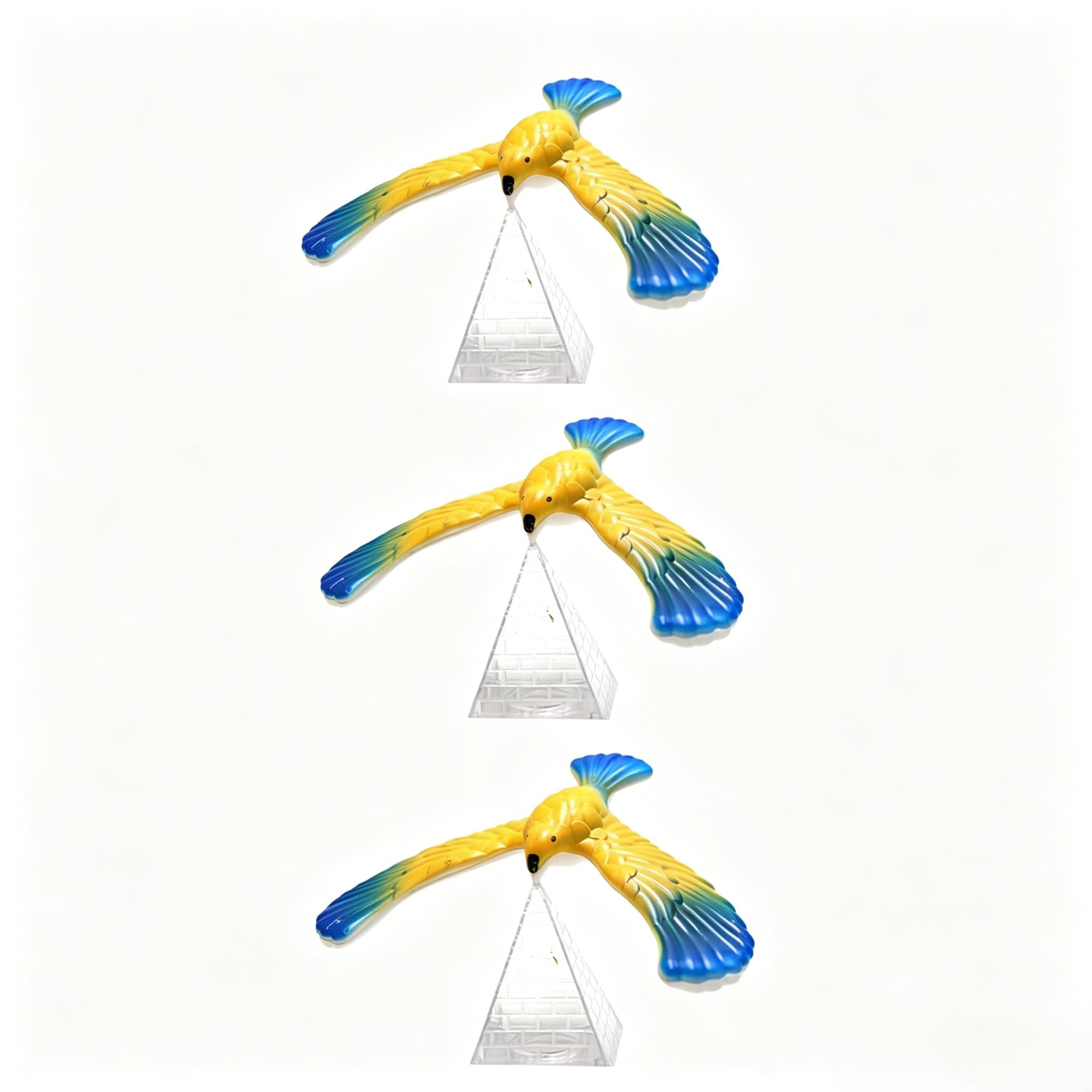 3Pcs Balance Bird, Balancing Bird Clear Triangle Stand, Classic Educational,Bird That Can Balance Gravityy Finger for Adults, Eagles Stocking Stuffers Parties Favors Science Kits