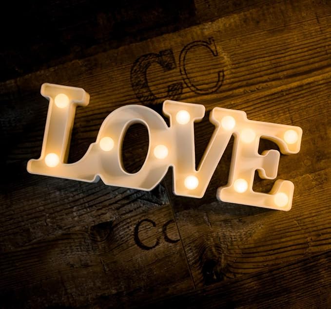 MUMUXI MUMUXI Marquee Light Up Letters | Battery Powered Light Up Love Letters | LED Marquee Letter Lights Ideal for Party Wedding Birthday Christmas Lamp Home Bar Decoration (Love)